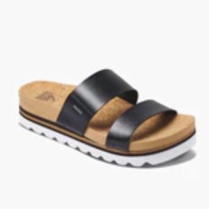 Reef Cushion Vista Hi Slides with Lug Sole Black Size 9